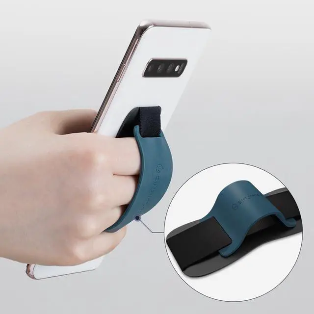 Alt view image 6 of 7 - Phone Grip with Silicone Band Comfortable One-Hand Holder & Kickstand for Smartphones, Tablets, and eReaders for iPhone, Android, and Kindle Sinji Grip Silicone Black