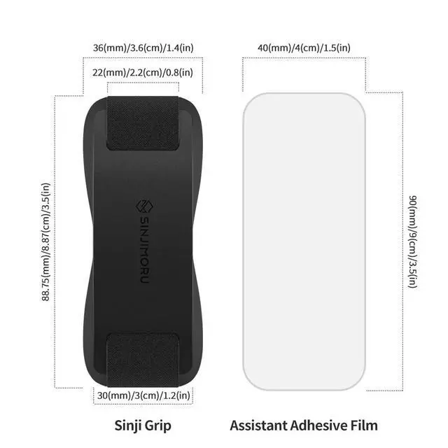 Alt view image 7 of 7 - Phone Grip with Silicone Band Comfortable One-Hand Holder & Kickstand for Smartphones, Tablets, and eReaders for iPhone, Android, and Kindle Sinji Grip Silicone Black