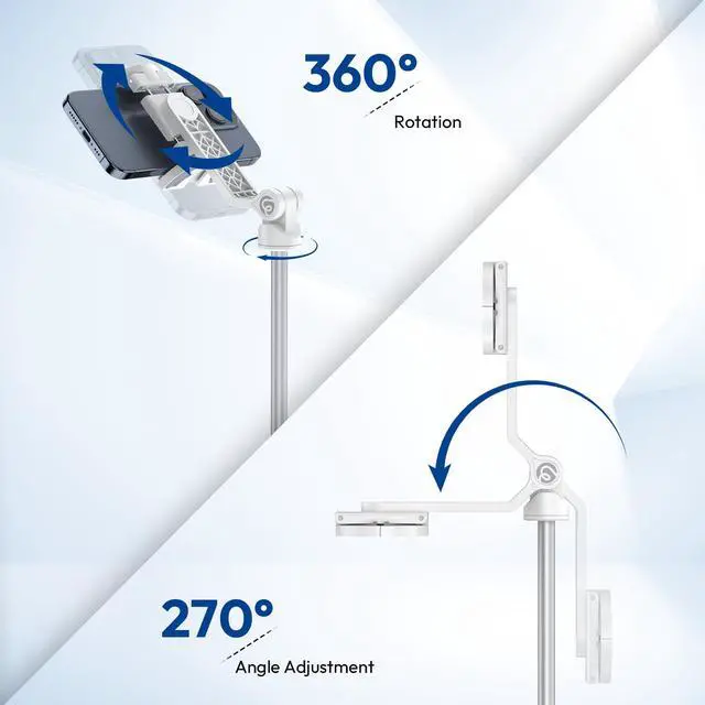 Alt view image 3 of 7 - TT88 Magnetic Tripod for iPhone 17, 57" Extendable Selfie Stick w Remote, 2-in-1 Phone Clip & Dual Cold Shoe Mounts-Lightweight Phone Tripod Stand for Vlogging, Travel, Video Recording, White