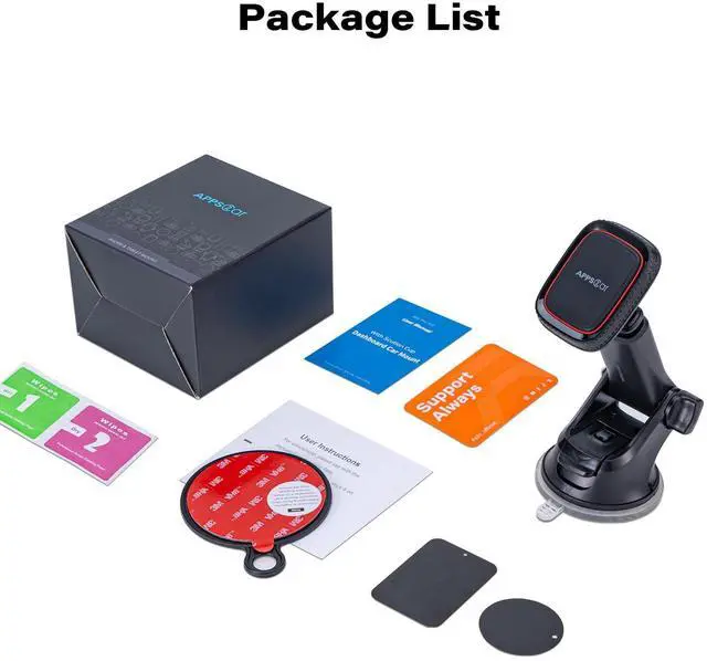 Alt view image 7 of 7 - Magnetic Phone Mount for Car, Dashboard & Windshield Suction Cup Holder with Telescopic Arm, Requires Metal Plate (Included), Universal Fit for iPhone & Android Smartphones