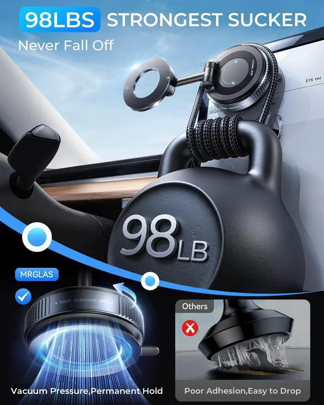 Alt view image 3 of 7 - 2026 Upgraded Phone Holders for Your Car, Magsafe Car Mount Ultra Magnetic, 360° Adjustable Vacuum Suction Camera Shoe Phone Mount, Car Truck Accessories for Men Women for iPhone 17 Pro Max