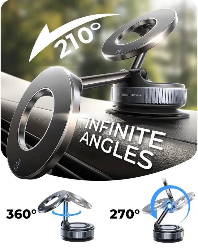 Alt view image 4 of 7 - 2026 Upgraded Phone Holders for Your Car, Magsafe Car Mount Ultra Magnetic, 360° Adjustable Vacuum Suction Camera Shoe Phone Mount, Car Truck Accessories for Men Women for iPhone 17 Pro Max