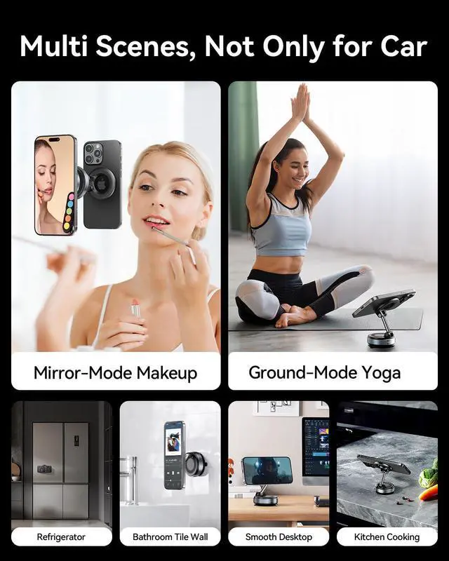 Alt view image 7 of 7 - 2026 Upgraded Phone Holders for Your Car, Magsafe Car Mount Ultra Magnetic, 360° Adjustable Vacuum Suction Camera Shoe Phone Mount, Car Truck Accessories for Men Women for iPhone 17 Pro Max