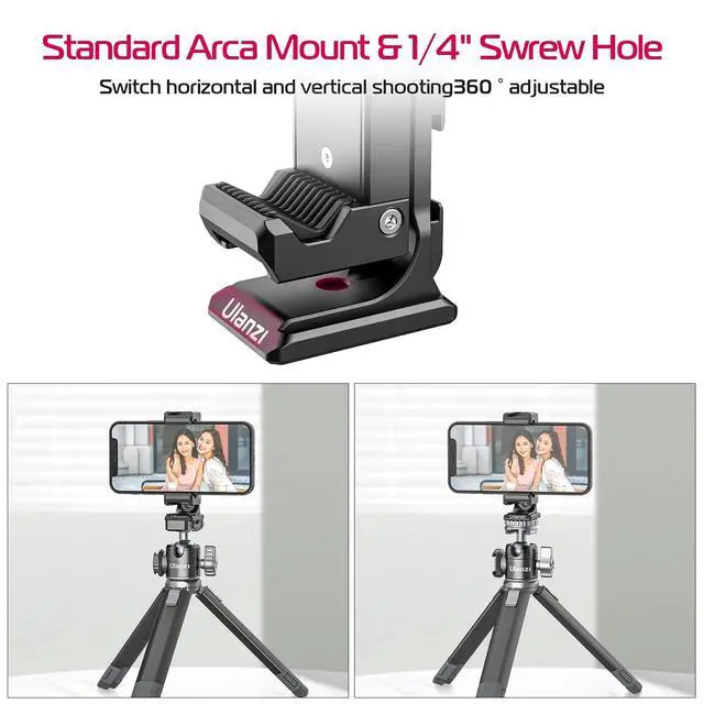 Alt view image 2 of 7 - Metal Phone Tripod Mount 3 Cold Shoes & Arca Port, 360° Smartphone Tripod Adapter for iPhone 17 16 15 Cell Phone Stand Holder for Desktop Video Live Streaming Vlogging Rig