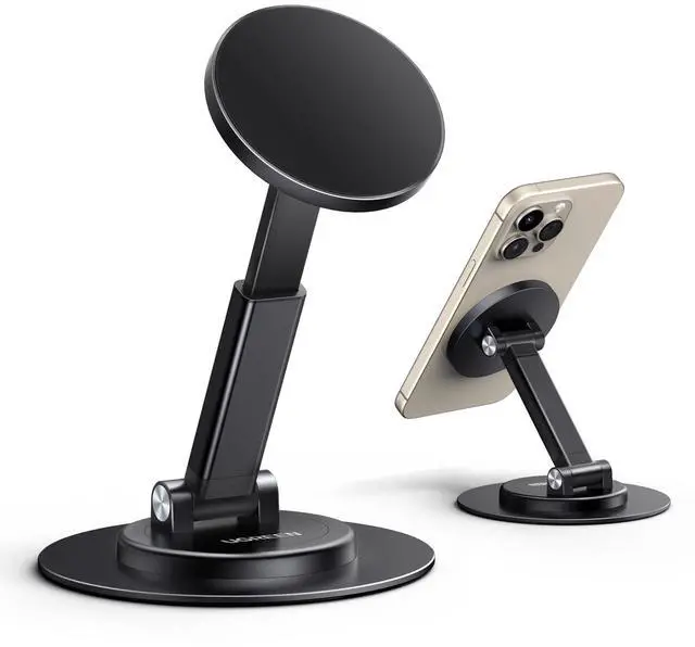 Main image of Magnetic Phone Stand for MagSafe, Height Adjustable iPhone Stand for Desk with 360° Rotation Compatible for iPhone 17 Air 16 Pro 15 Pro Max 14 Plus 13 12 and MagSafe Case, Black