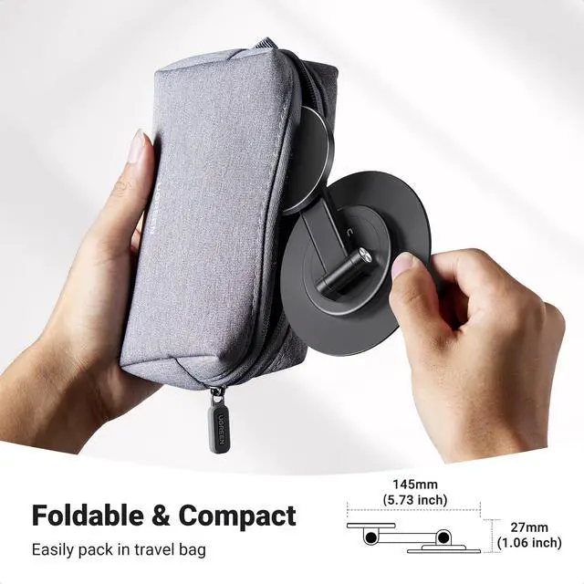 Alt view image 7 of 7 - Magnetic Phone Stand for MagSafe, Height Adjustable iPhone Stand for Desk with 360° Rotation Compatible for iPhone 17 Air 16 Pro 15 Pro Max 14 Plus 13 12 and MagSafe Case, Black