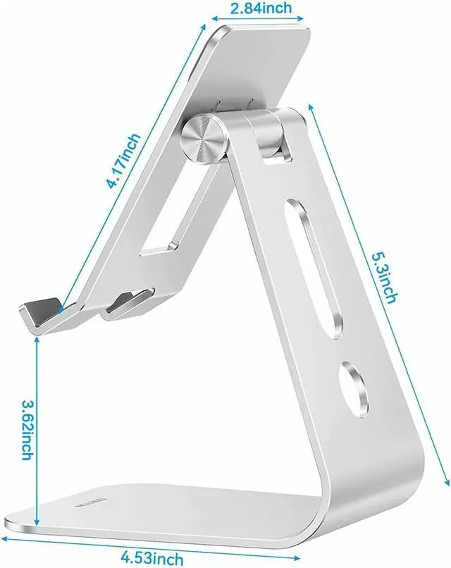 Alt view image 7 of 7 - Adjustable Tablet Stand for Desk, Upgraded Longer Arms for Greater Stability, T2 Tablet Holder with Hollow Design for Bigger Sized Phones and Tablets Such as iPad Pro/Air/Mini, Silver