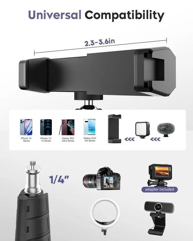 Alt view image 3 of 7 - Phone Tripod, 92" Cell Phone Stand with 15" Gooseneck, Remote and Phone Holder, Overhead & Selfie Stick for Recording/Watching/Vlog, Compatible with iPhone Android