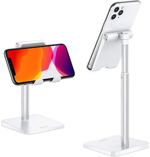 Main image of Cell Phone Stand, Adjustable Angle Height Desk Phone Dock Holder for iPhone Air 17 Pro Max/Plus/XS/XR, Samsung Galaxy S20 / S10 / S9 / S8 and Other Phones (3.5-7.0-Inch),Silver
