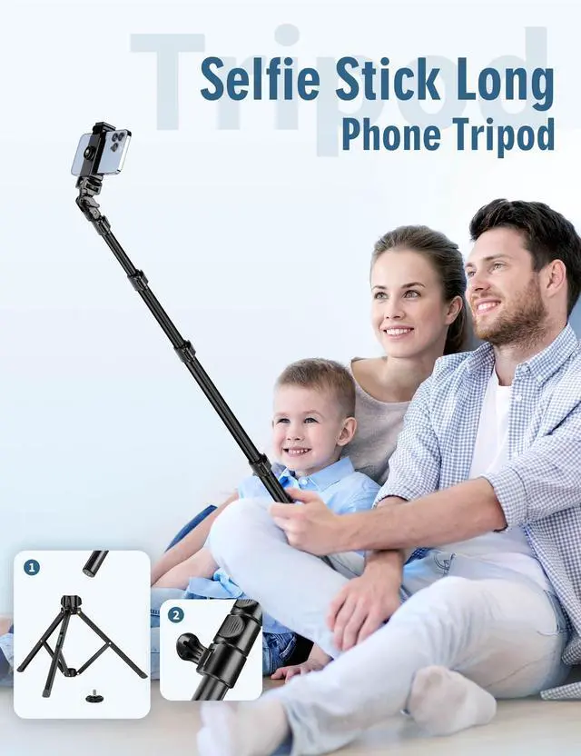 Alt view image 4 of 7 - Phone Tripod, 85" Tripod for Cell Phone iPhone with Gooseneck, Aluminum Tripods Stand for Video Recording Photo Vlog, Travel Cellphone Tripod with Remote Compatible with iPhone Android