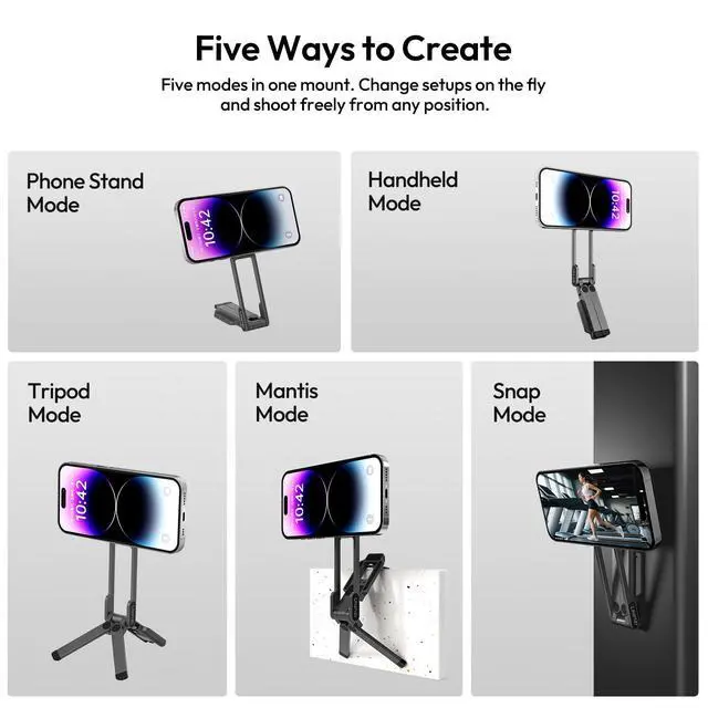 Alt view image 3 of 7 - Magnetic Phone Tripod for iPhone, MA38 Portable Phone Holder Mini Tripod for Magsafe with Double-Sided 1/4'' Screw Arca Uka Port Foldable Hook for iPhone 17/16/15/14/13/12, Travel Vlog Black