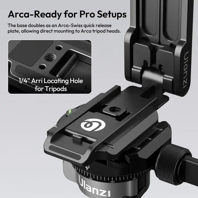 Alt view image 7 of 7 - Magnetic Phone Tripod for iPhone, MA38 Portable Phone Holder Mini Tripod for Magsafe with Double-Sided 1/4'' Screw Arca Uka Port Foldable Hook for iPhone 17/16/15/14/13/12, Travel Vlog Black