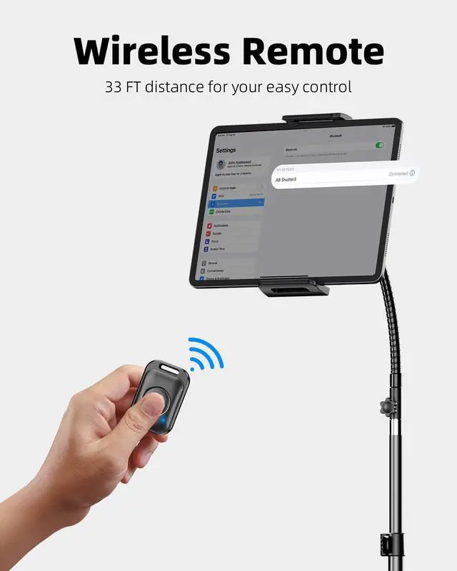 Alt view image 6 of 7 - Heavy Duty Tablet Tripod Stand 82 Tall, Floor Stand with Remote and Adjustable Gooseneck for Watching/Stream/Recording, Tripod for iPad Pro 12.9/Kindle/iPhone, and All 4.5-13 Tablet/Phone