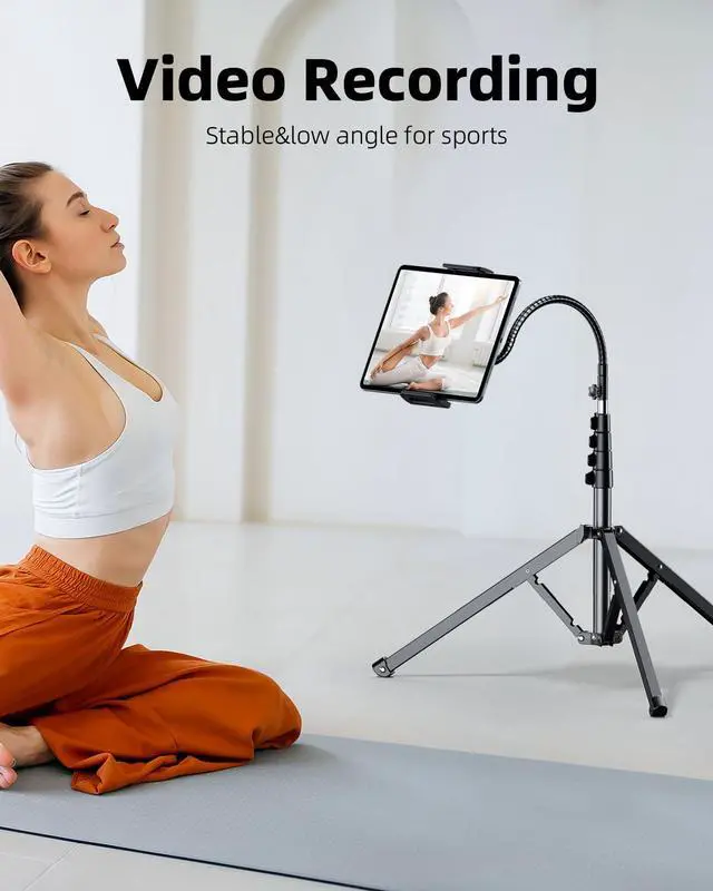 Alt view image 7 of 7 - Heavy Duty Tablet Tripod Stand 82 Tall, Floor Stand with Remote and Adjustable Gooseneck for Watching/Stream/Recording, Tripod for iPad Pro 12.9/Kindle/iPhone, and All 4.5-13 Tablet/Phone