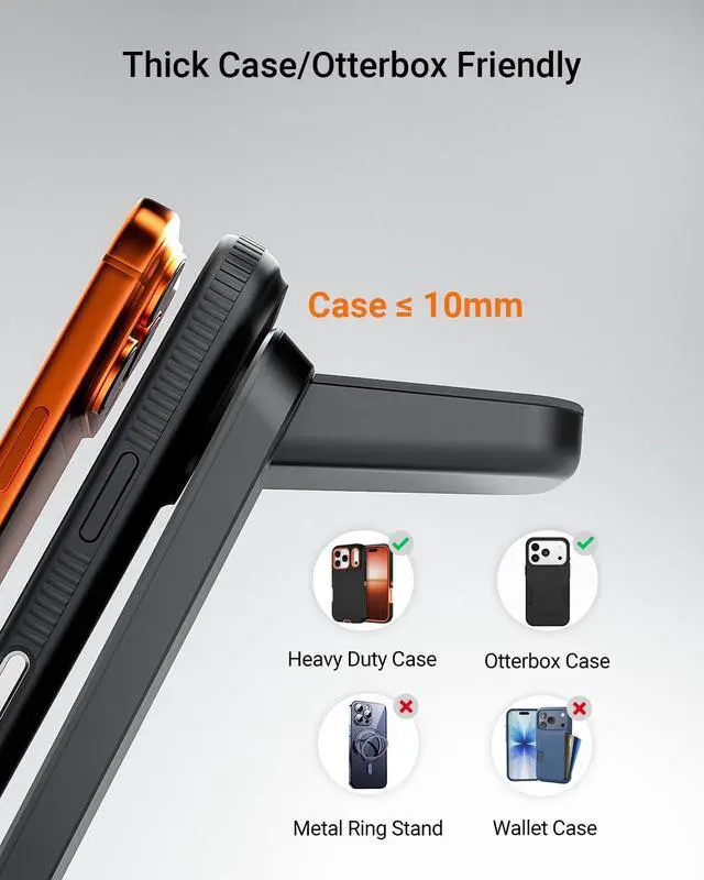 Alt view image 2 of 7 - Wireless Charger for Thick Cases of 10MM/Otterbox/Heavy Duty, 3 in 1 Charging Dock for iPhone 17 16 15 14 Pro Max, Phone Stand Charging Station for Multiple Devices for Apple Watch/AirPods