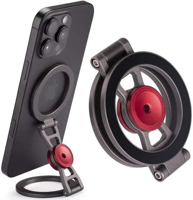 Main image of Magnetic Phone Stand & Fidget Spinner Combo Hands-Free Holder for iPhone 12-17/MagSafe Cases Dual Magnetic Rings, Strong Adhesion, Stress Relief Accessory for Home/Office/Travel/Gym