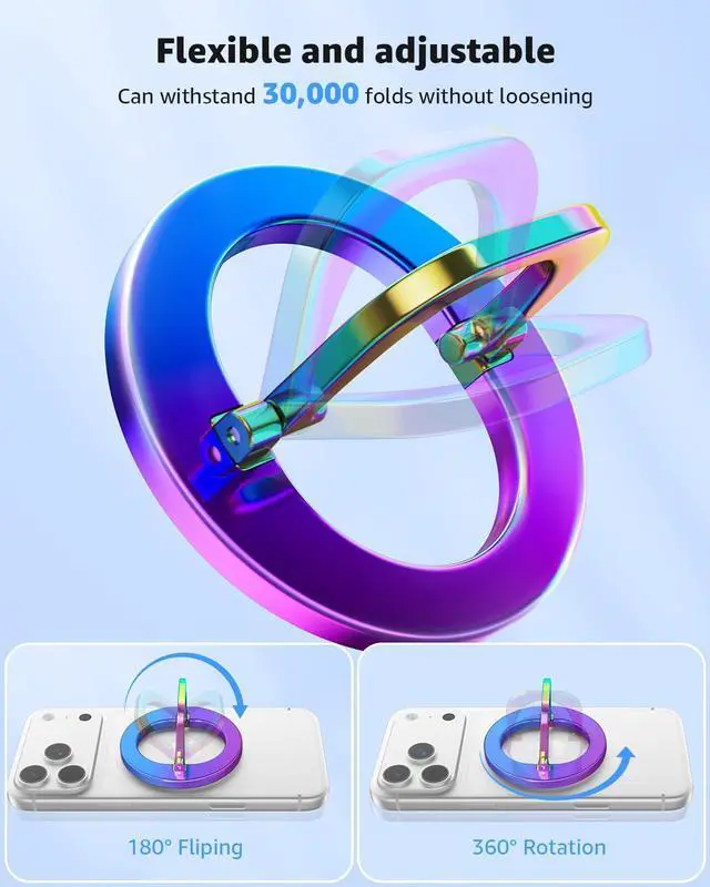 Alt view image 4 of 7 - MagSafe Phone Grip, Stylish Cool Magnetic Ring Holder with Adjustable Stand, Removable MagSafe Accessories Only for iPhone 12/13/14/15/16/17 Series & Fits Magnetic Case - Colorful