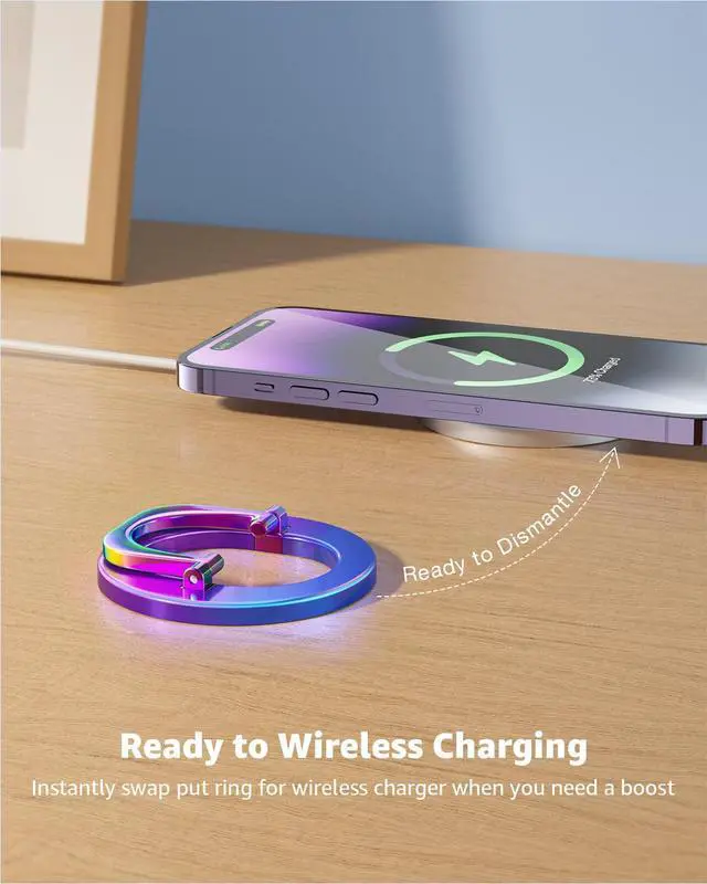 Alt view image 7 of 7 - MagSafe Phone Grip, Stylish Cool Magnetic Ring Holder with Adjustable Stand, Removable MagSafe Accessories Only for iPhone 12/13/14/15/16/17 Series & Fits Magnetic Case - Colorful