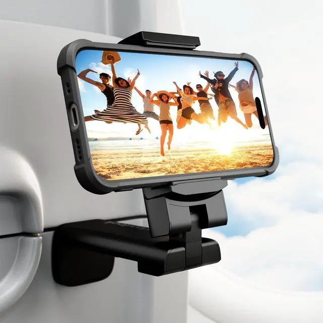 Main image of Universal Airplane Phone Holder, in Flight Travel Essentials Phone Holder Mount with Multi-Directional 360° Rotation, Travel Must Haves Handsfree Phone Stand for Flying, Home, Office