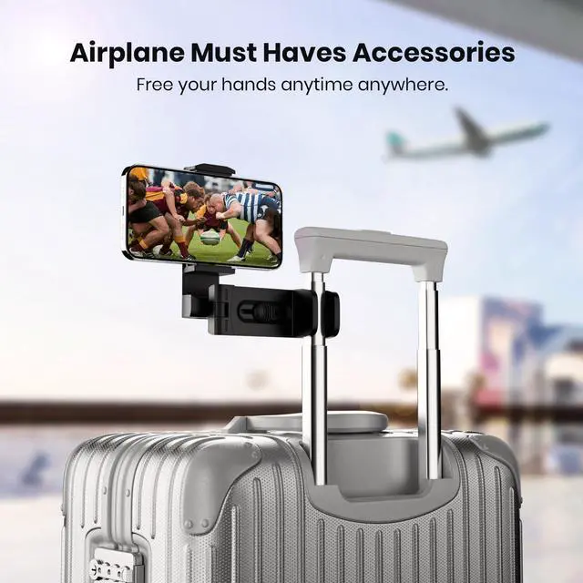 Alt view image 2 of 7 - Universal Airplane Phone Holder, in Flight Travel Essentials Phone Holder Mount with Multi-Directional 360° Rotation, Travel Must Haves Handsfree Phone Stand for Flying, Home, Office