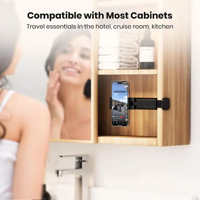 Alt view image 6 of 7 - Universal Airplane Phone Holder, in Flight Travel Essentials Phone Holder Mount with Multi-Directional 360° Rotation, Travel Must Haves Handsfree Phone Stand for Flying, Home, Office