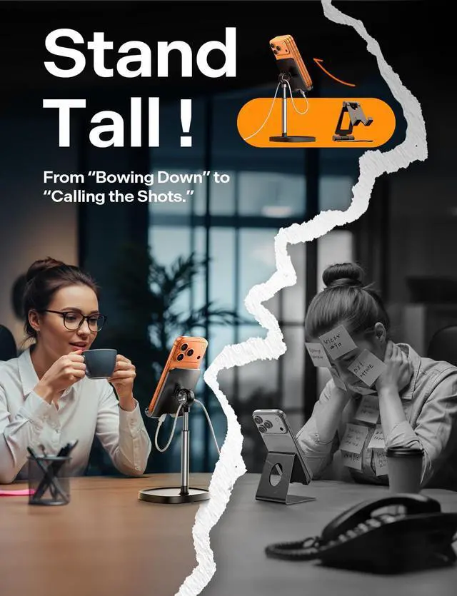 Alt view image 7 of 7 - Cell Phone Stand Phone Holder for Desk Office Decor, Office Desk Accessories Women PC Gaming Essentials iPhone Stand Gadgets Men Gift for Father Fit OtterBox Case Switch iPad Air Tablet 4-10 in