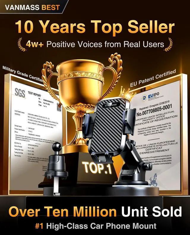 Alt view image 2 of 7 - Car Phone Holder 2026 Ultimate Military-Grade Phone Holder for Your Car Windshield DashboardNewest Best Strongest Cell Phone Car Mount with Patent & Safety Certs for iPhone Samsung Android