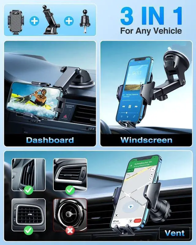 Alt view image 4 of 7 - Car Phone Holder 2026 Ultimate Military-Grade Phone Holder for Your Car Windshield DashboardNewest Best Strongest Cell Phone Car Mount with Patent & Safety Certs for iPhone Samsung Android