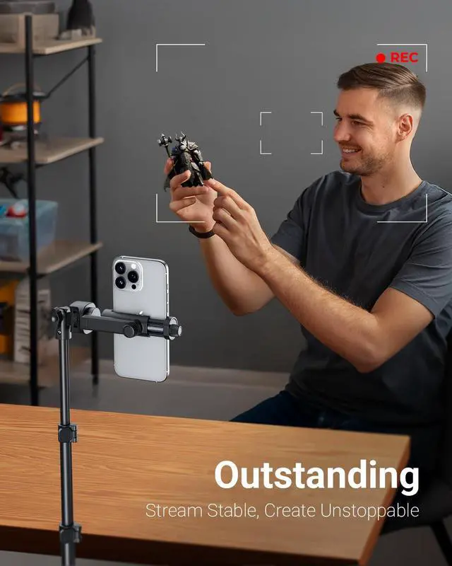 Alt view image 4 of 7 - 66" Phone Tripod, Tripod for iPhone with Remote & Ultimate Phone Mount, Extendable Cell Phone Tripod Stand for Video Recording, Professional Tripod & Monopod Accessories, Compatible for iPhone/Android