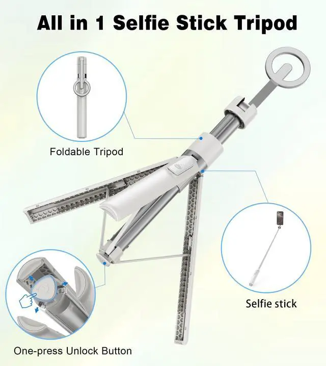 Alt view image 7 of 7 - 68" Magnetic Selfie Stick Tripod with Aluminum Strong Magnetic Holder for Magsafe, 360° Rotatable Travel Phone Tripod Stand with Metal Ring & Rechargeable Remote for iPhone/Android(Beige Gray)