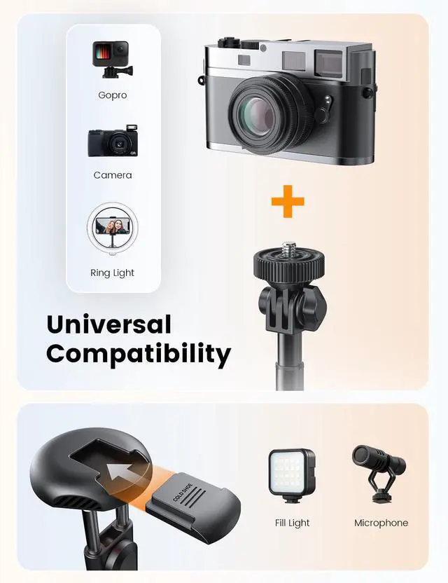 Alt view image 4 of 7 - 71" Phone Tripod, NT79 Extendable Selfie Stick with 1/4" Camera Mount for Cell PhoneCamera, Phone Tripod Stand Holder with Remote Compatible with iPhone Android, Camera