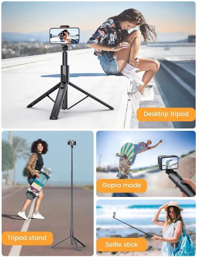 Alt view image 5 of 7 - 71" Phone Tripod, NT79 Extendable Selfie Stick with 1/4" Camera Mount for Cell PhoneCamera, Phone Tripod Stand Holder with Remote Compatible with iPhone Android, Camera