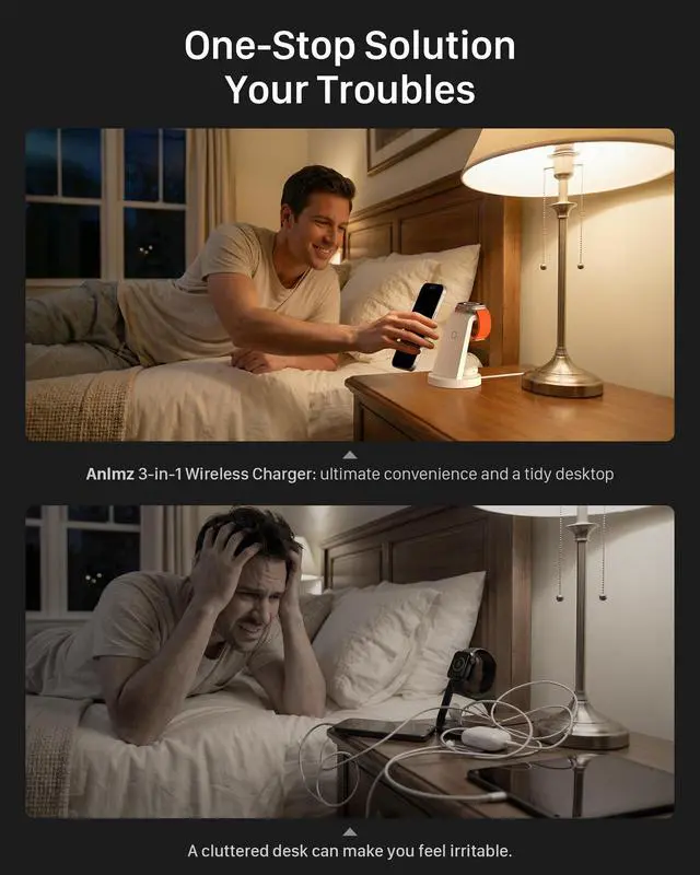 Alt view image 2 of 7 - 3 in 1 Charging Station for iPhone - Wireless Charger for Apple Products Multiple Devices - Charging Dock Stand for AirPods (for iPhone 17 16e 16 15 14 13 pro 12 11 X Max)