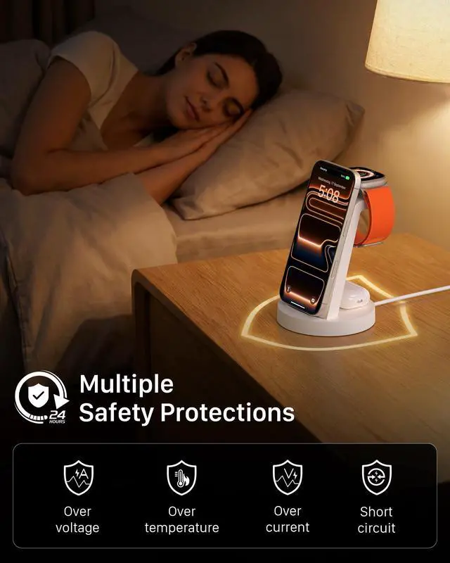 Alt view image 7 of 7 - 3 in 1 Charging Station for iPhone - Wireless Charger for Apple Products Multiple Devices - Charging Dock Stand for AirPods (for iPhone 17 16e 16 15 14 13 pro 12 11 X Max)