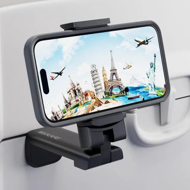 Main image of Airplane Travel Essentials Phone Holder, Universal Handsfree Phone Mount for Flying with 360 Degree Rotation, Accessory for Airplane, Travel Must Haves Phone Stand for Desk, Tray Table
