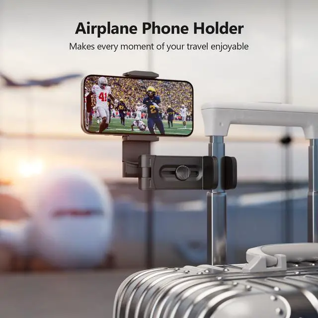 Alt view image 3 of 7 - Airplane Travel Essentials Phone Holder, Universal Handsfree Phone Mount for Flying with 360 Degree Rotation, Accessory for Airplane, Travel Must Haves Phone Stand for Desk, Tray Table