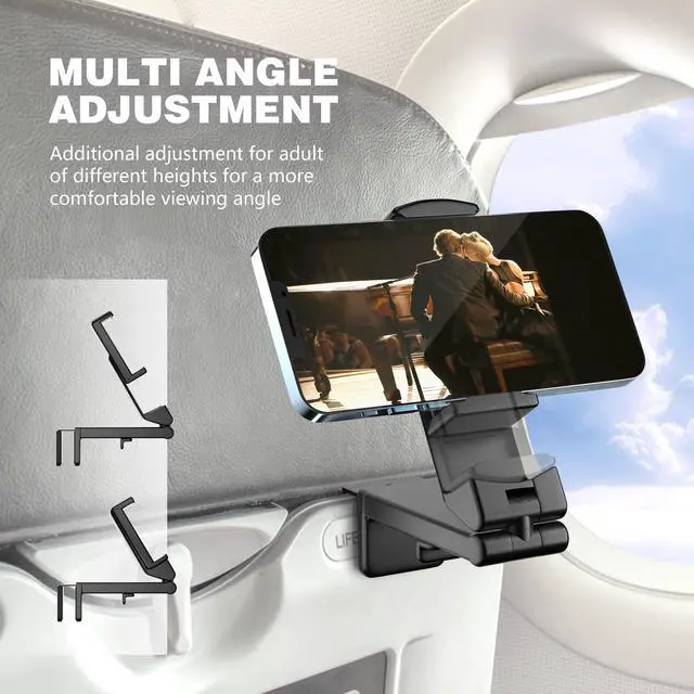 Alt view image 2 of 7 - Universal in Flight Airplane Phone Holder Mount. Hands Free Viewing with Multi-Directional Dual 360 Degree Rotation. Pocket Size Must Have Airplane Travel Essential Accessory for Flying