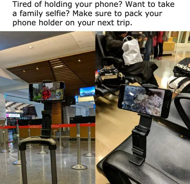 Alt view image 5 of 7 - Universal in Flight Airplane Phone Holder Mount. Hands Free Viewing with Multi-Directional Dual 360 Degree Rotation. Pocket Size Must Have Airplane Travel Essential Accessory for Flying