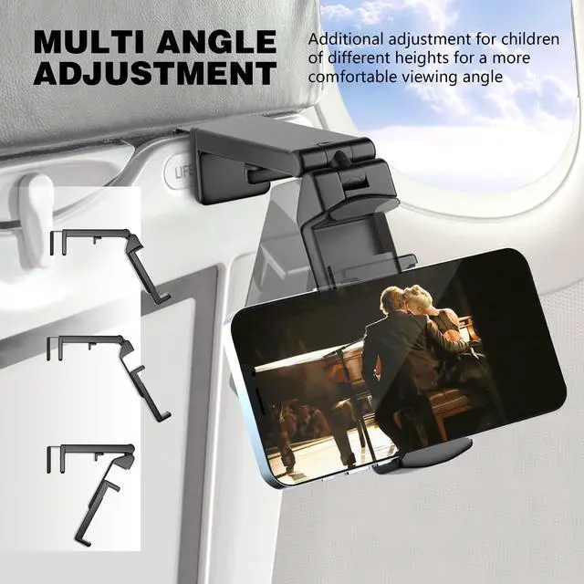 Alt view image 4 of 7 - Universal in Flight Airplane Phone Holder Mount. Hands Free Viewing with Multi-Directional Dual 360 Degree Rotation. Pocket Size Must Have Airplane Travel Essential Accessory for Flying