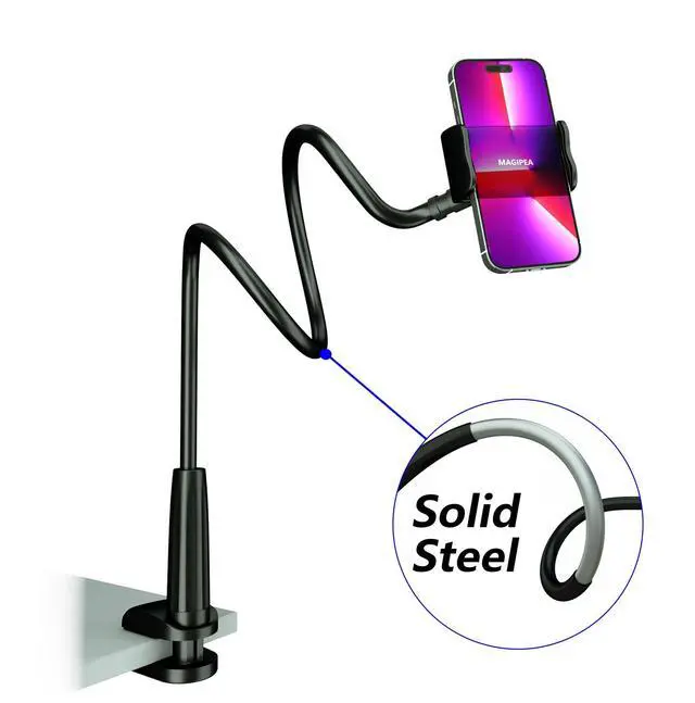 Alt view image 2 of 7 - Phone Holder for Bed, Gooseneck Phone Holder for Desk, Cell Phone Mount with Flexible Long Arm, Compatible with iPhone 17/16 Pro Max, 15, 14, and Other 3.57" Devices