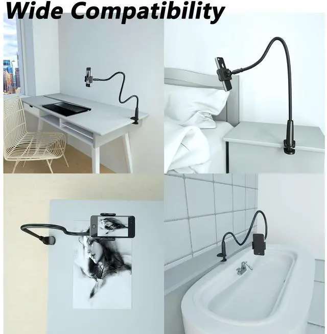 Alt view image 7 of 7 - Phone Holder for Bed, Gooseneck Phone Holder for Desk, Cell Phone Mount with Flexible Long Arm, Compatible with iPhone 17/16 Pro Max, 15, 14, and Other 3.57" Devices
