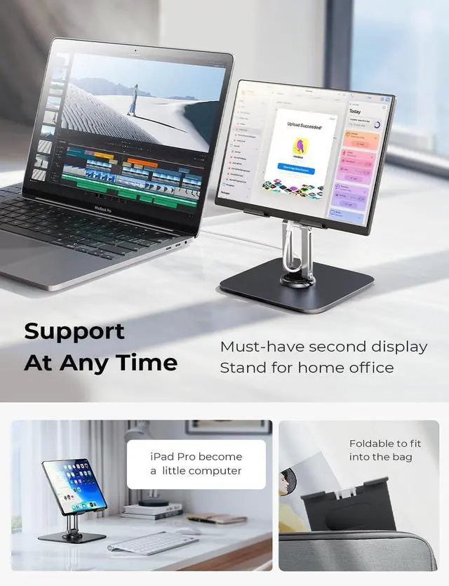 Alt view image 4 of 6 - iPad Stand Holder Adjustable Tablet Stand for Desk, 2026 for iPad Accessories Rotating Display Stand PC Office Accessories for Desk Women Gifts Kindle Table Mount/PS/Switch iPhone 12.9"-4.7"