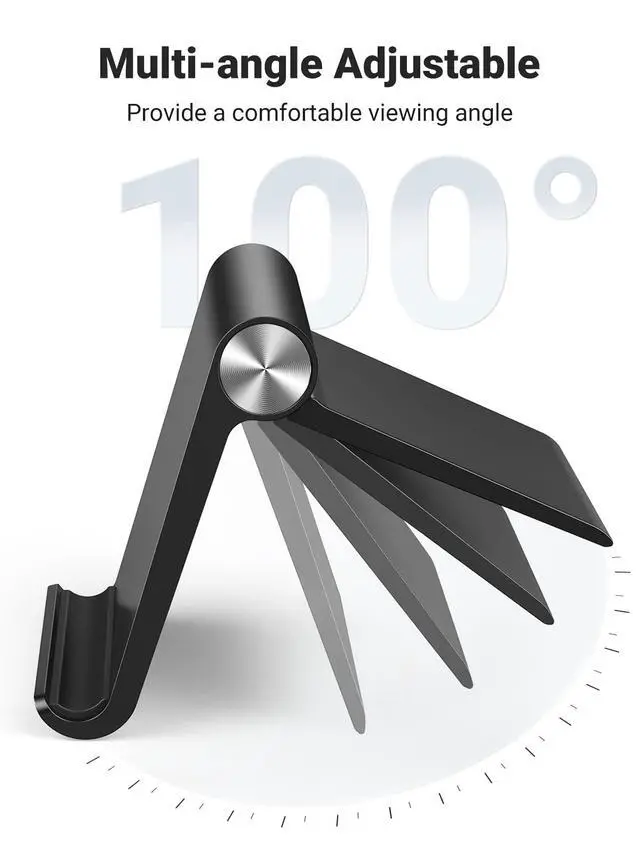 Alt view image 5 of 7 - Tablet Stand Holder Adjustable Portable Desktop Dock Office Compatible with iPad Pro 11 9.7 10.5 Air Mini 5 4 3 2 iPhone 17 16 15 14 13 12 Black