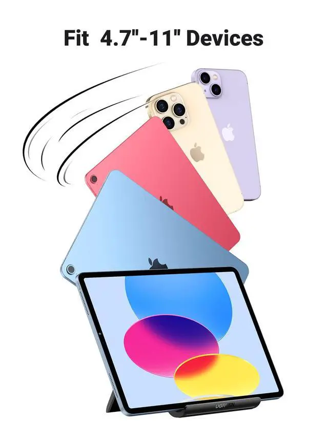 Alt view image 7 of 7 - Tablet Stand Holder Adjustable Portable Desktop Dock Office Compatible with iPad Pro 11 9.7 10.5 Air Mini 5 4 3 2 iPhone 17 16 15 14 13 12 Black