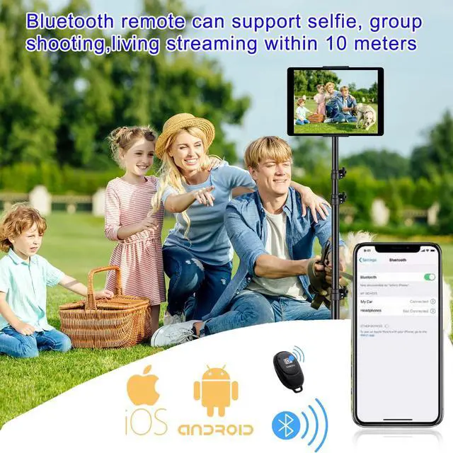 Alt view image 3 of 7 - Ipad Tripod Stand, with 65 inch Height Adjustable iPad Stand Holder & iPad Floor Stand with 360° Rotating iPad Tripod Mount for iPad Pro, iPhone, Kindle, and All 4.5-12.9 Inch Tablets