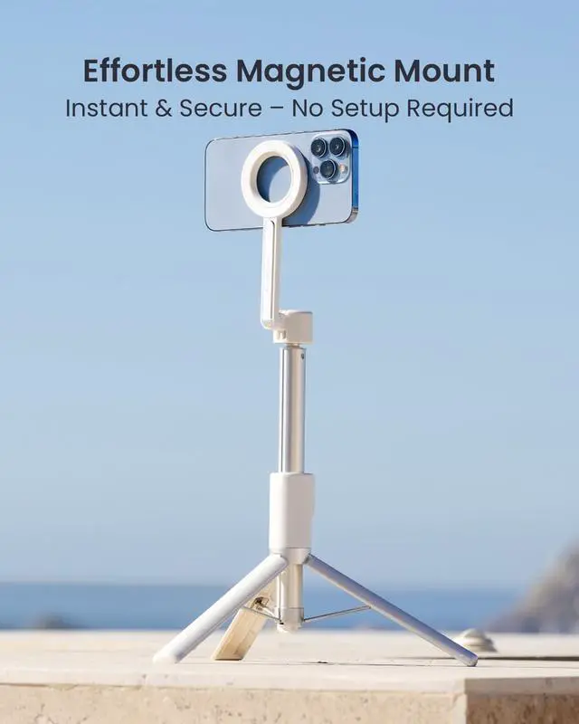 Alt view image 2 of 7 - 64" Magnetic Phone Tripod for iPhone MagSafe, Reinforced Aluminum Selfie Stick Tripod Stand for Video Recording, Vlogging & Travel Content Creators