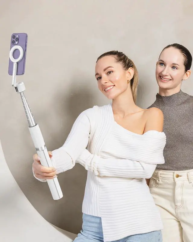 Alt view image 6 of 7 - 64" Magnetic Phone Tripod for iPhone MagSafe, Reinforced Aluminum Selfie Stick Tripod Stand for Video Recording, Vlogging & Travel Content Creators