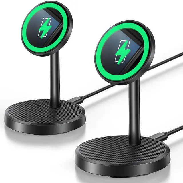 Main image of Magnetic Wireless Charger iPhone, 2 Pack 15W Fast Mag-Safe Charger Stand for iPhone 17/17 Air/17 Pro/17 Pro Max 16/15/14/13/12 Series, Wireless Charging Station for Pad/AirPods