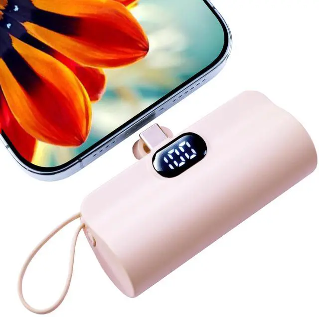 Main image of Mini Power Bank,Capsule Power Phone Charger 5500mAh,Portable Charger with Dual USB-C Ports for iPhone 17/16/15/15 plus/15 pro/15 pro Max/Android Phone/Samsung/Moto/LG etc (Pink)