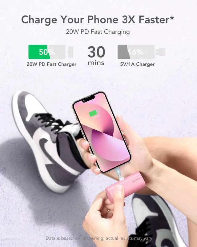 Alt view image 3 of 7 - Small Portable Charger for iPhone, Ultra-Compact 20W PD Fast Charging Power Bank 5000mAh, Mini Battery Pack for iPhone 14/14 Pro Max/13/13 Pro Max/12/12 Pro Max/11/XR/X/8/7/6 etc